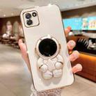 For Samsung Galaxy A03 Embrace Stars Electroplating Astronaut Holder Phone Case(White) - 1