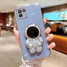For Samsung Galaxy A03 Embrace Stars Electroplating Astronaut Holder Phone Case(Blue) - 1
