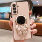 For Samsumg Galaxy M52 Embrace Stars Electroplating Astronaut Holder Phone Case(Pink) - 1