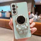 For Samsumg Galaxy M52 Embrace Stars Electroplating Astronaut Holder Phone Case(Green) - 1