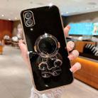 For Samsung Galaxy A02 EU Embrace Stars Electroplating Astronaut Holder Phone Case(Black) - 1
