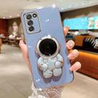 For Samsung Galaxy A02s EU Embrace Stars Electroplating Astronaut Holder Phone Case(Blue) - 1