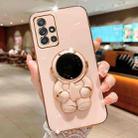 For Samsung Galaxy M51 Embrace Stars Electroplating Astronaut Holder Phone Case(Pink) - 1