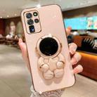 For Samsung Galaxy S20 Ultra Embrace Stars Electroplating Astronaut Holder Phone Case(Pink) - 1