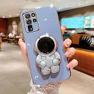 For Samsung Galaxy S20 Ultra Embrace Stars Electroplating Astronaut Holder Phone Case(Blue) - 1