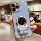 For iPhone 11 Pro Max Embrace Stars Electroplating Astronaut Holder Phone Case(Blue) - 1