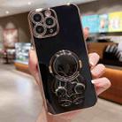 For iPhone 11 Pro Embrace Stars Electroplating Astronaut Holder Phone Case(Black) - 1