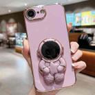 For iPhone SE 2022 / 7 / 8 Embrace Stars Electroplating Astronaut Holder Phone Case(Purple) - 1