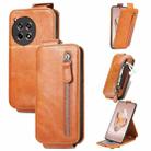 For OnePlus Ace 3 Zipper Wallet Vertical Flip Leather Phone Case(Brown) - 1