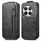 For OnePlus 12 Zipper Wallet Vertical Flip Leather Phone Case(Black) - 1