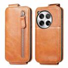 For OnePlus 12 Zipper Wallet Vertical Flip Leather Phone Case(Brown) - 1