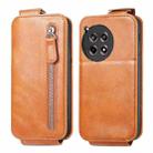 For OnePlus 12R Zipper Wallet Vertical Flip Leather Phone Case(Brown) - 1