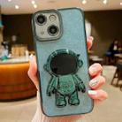 For iPhone 15 Glitter Electroplating Astronaut Holder Phone Case(Green) - 1