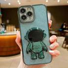 For iPhone 11 Pro Max Glitter Electroplating Astronaut Holder Phone Case(Green) - 1