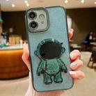 For iPhone 11 Glitter Electroplating Astronaut Holder Phone Case(Green) - 1