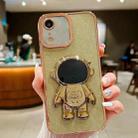 For iPhone XR Glitter Electroplating Astronaut Holder Phone Case(Gold) - 1