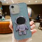 For iPhone XR Glitter Electroplating Astronaut Holder Phone Case(Blue) - 1