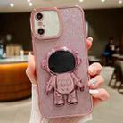 For iPhone XS Max Glitter Electroplating Astronaut Holder Phone Case(Pink) - 1