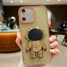 For iPhone XS Max Glitter Electroplating Astronaut Holder Phone Case(Gold) - 1