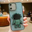 For iPhone XS Max Glitter Electroplating Astronaut Holder Phone Case(Green) - 1