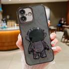 For iPhone 16 Glitter Electroplating Astronaut Holder Phone Case(Black) - 1