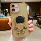 For iPhone 16 Glitter Electroplating Astronaut Holder Phone Case(Gold) - 1