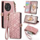 For OnePlus Ace 3 Geometric Zipper Wallet Side Buckle Leather Phone Case(Pink) - 1