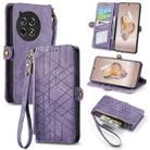 For OnePlus Ace 3 Geometric Zipper Wallet Side Buckle Leather Phone Case(Purple) - 1