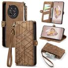 For OnePlus Ace 3 Geometric Zipper Wallet Side Buckle Leather Phone Case(Brown) - 1