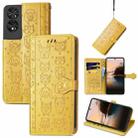 For TCL 40 NXTpaper 5G Cat and Dog Embossed Leather Phone Case(Yellow) - 1