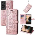 For TCL 40 NXTpaper 5G Cat and Dog Embossed Leather Phone Case(Rose Gold) - 1