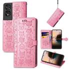 For TCL 40 NXTpaper 5G Cat and Dog Embossed Leather Phone Case(Pink) - 1