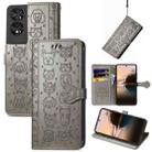 For TCL 40 NXTpaper 5G Cat and Dog Embossed Leather Phone Case(Gray) - 1