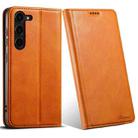 For Samsung Galaxy S22 5G Suteni J02 Oil Wax Wallet Leather Phone Case(Khaki) - 1