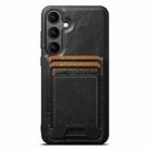For Samsung Galaxy S25 5G Suteni H17 Oil Eax Leather MagSafe Detachable Wallet Phone Case(Black) - 1