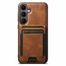 For Samsung Galaxy S25 5G Suteni H17 Oil Eax Leather MagSafe Detachable Wallet Phone Case(Brown) - 1