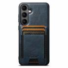For Samsung Galaxy S25 5G Suteni H17 Oil Eax Leather MagSafe Detachable Wallet Phone Case(Blue) - 1