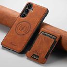 For Samsung Galaxy S25 5G Suteni H17 Litchi Texture Leather MagSafe Detachable Wallet Phone Case(Khaki) - 2