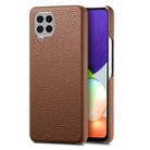 For Samsung Galaxy A22 4G Litchi Oil Edge Leather Back Phone Case(Brown) - 1