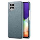 For Samsung Galaxy A22 4G Litchi Oil Edge Leather Back Phone Case(Blue) - 1