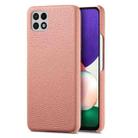 For Samsung Galaxy A22 5G Litchi Oil Edge Leather Back Phone Case(Pink) - 1