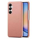 For Samsung Galaxy A35 Litchi Oil Edge Leather Back Phone Case(Pink) - 1