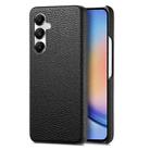 For Samsung Galaxy A35 Litchi Oil Edge Leather Back Phone Case(Black) - 1