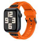 For Apple Watch SE 2023 44mm Breathable Stainless Steel Mesh TPU Watch Band(Orange Black) - 1