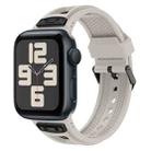 For Apple Watch SE 2023 44mm Breathable Stainless Steel Mesh TPU Watch Band(Starlight Black) - 1