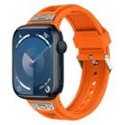 For  Apple Watch Series 9 45mm Breathable Stainless Steel Mesh TPU Watch Band(Orange Titanium) - 1