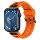 For  Apple Watch Series 9 45mm Breathable Stainless Steel Mesh TPU Watch Band(Orange Black) - 1