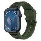 For  Apple Watch Series 9 45mm Breathable Stainless Steel Mesh TPU Watch Band(Green Black) - 1