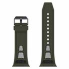 For  Apple Watch Series 9 45mm Breathable Stainless Steel Mesh TPU Watch Band(Green Black) - 2