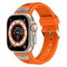 For Apple Watch Ultra 49mm Breathable Stainless Steel Mesh TPU Watch Band(Orange Titanium) - 1